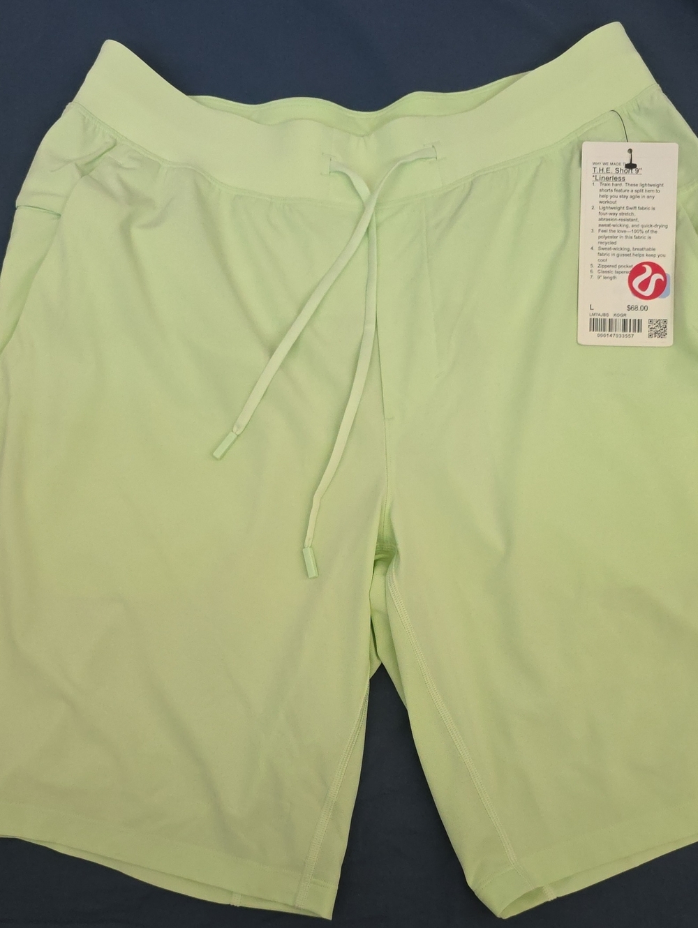 lululemon athletica T.H.E. 9" Linerless Men’s Pale Lime Athletic Shorts